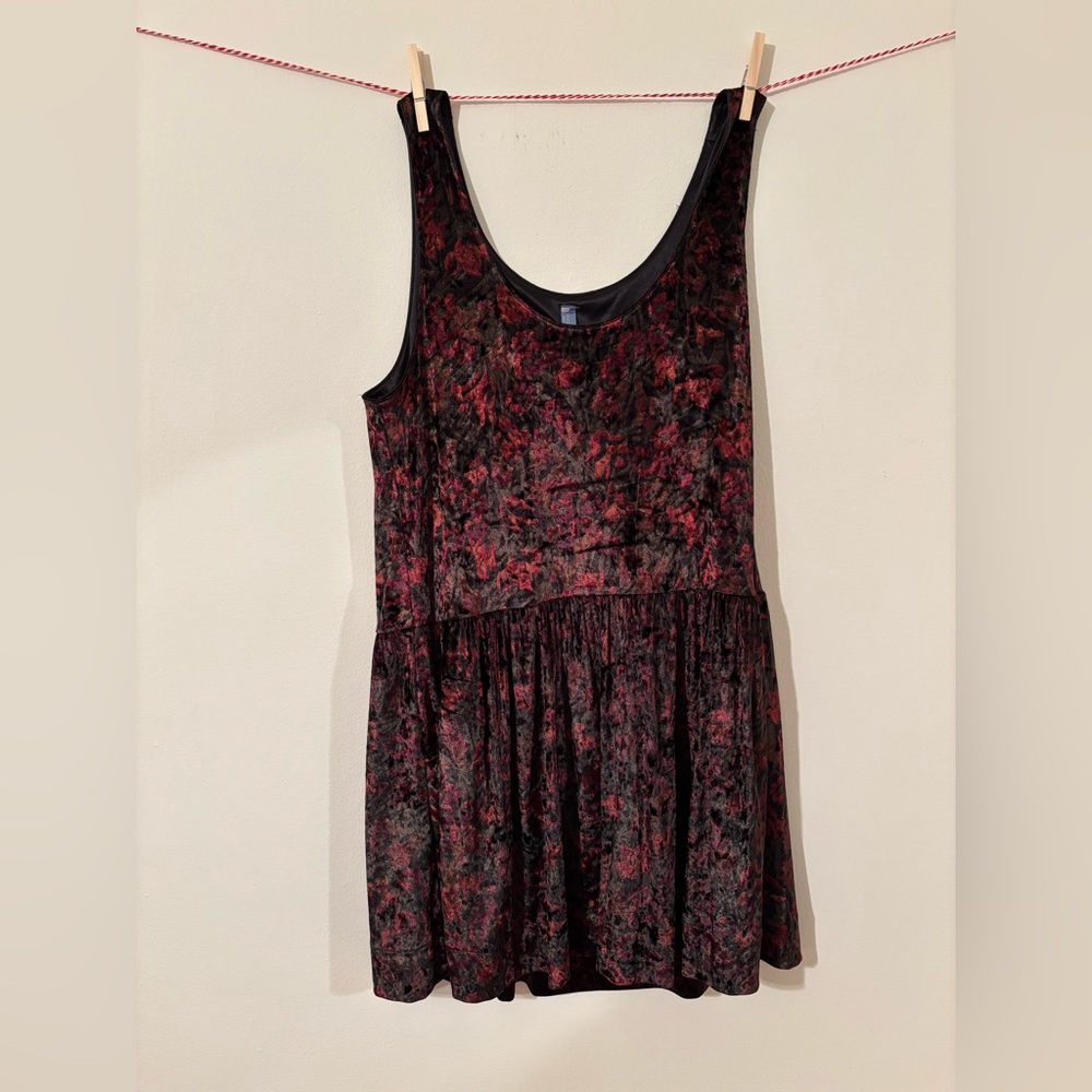 ✨Vintage✨ Free People Drop Waist Velvet Smock Dress
